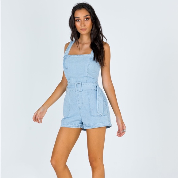 Princess Polly Denim Naia Playsuit size 8 - Picture 1 of 3